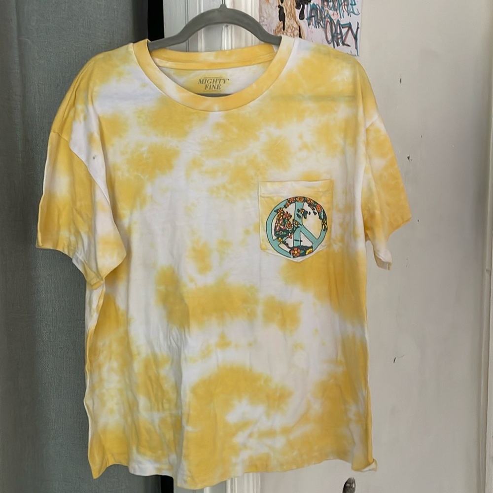 “MIGHTY FINE” cool yellow peace shirt